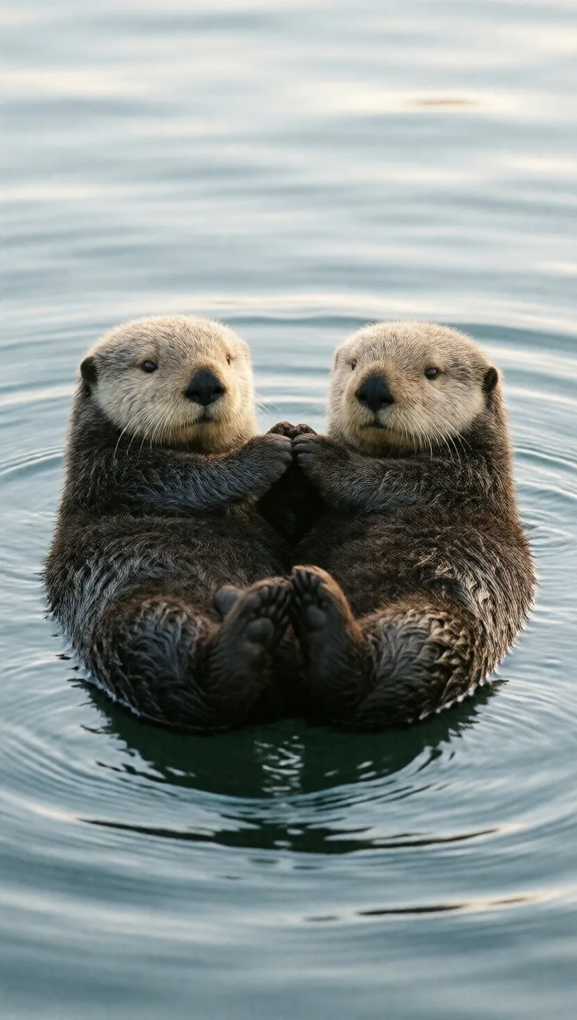 Sea otters hold hands so they don't drift apart