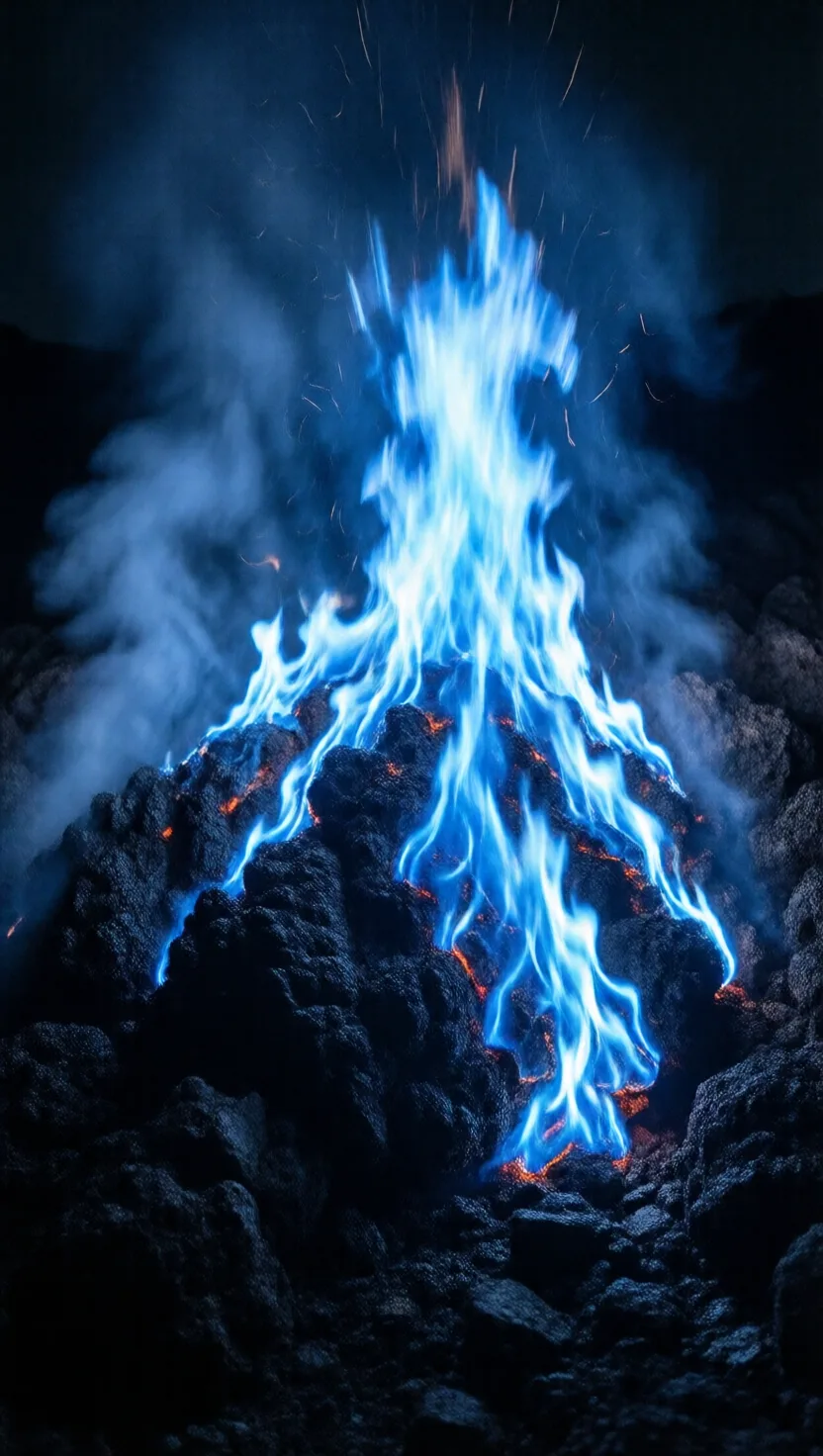 This volcano’s “blue lava” is actually burning gas