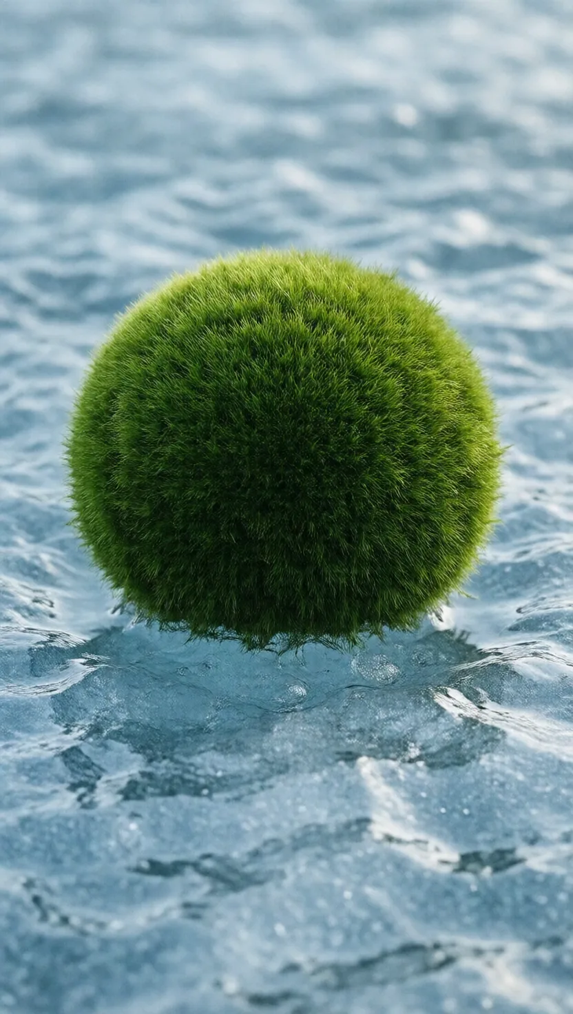 苔の玉が、群れをなして氷河をさまよう