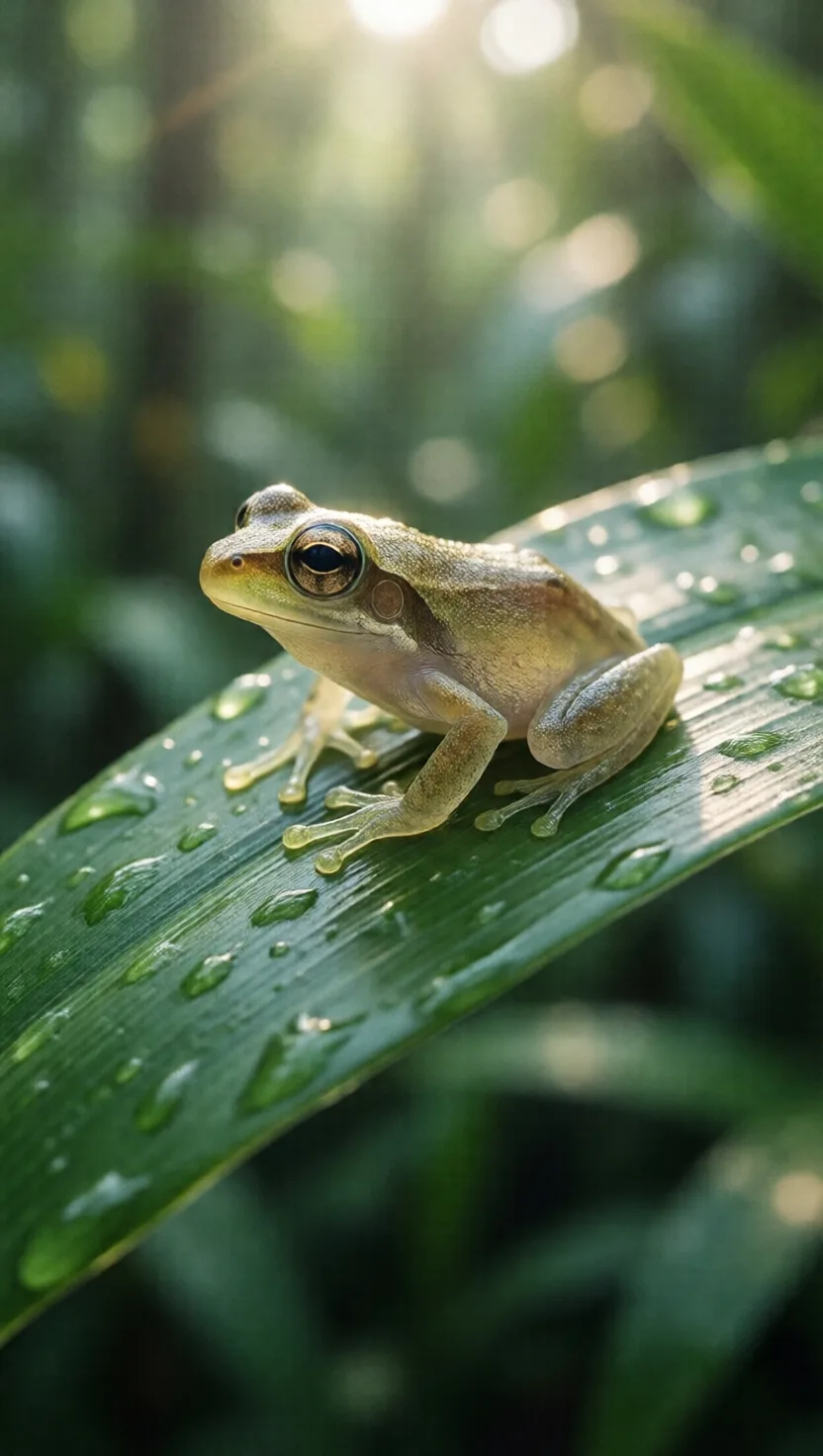 A sleeping glass frog hides its own blood