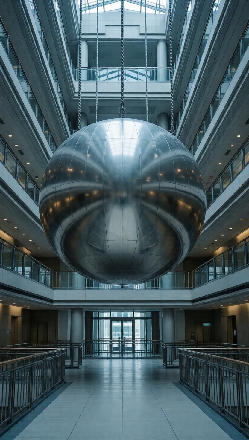 A giant hanging ball keeps a tower from swaying