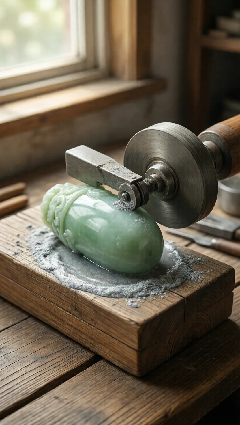 Jade is ground, not cut — even with metal