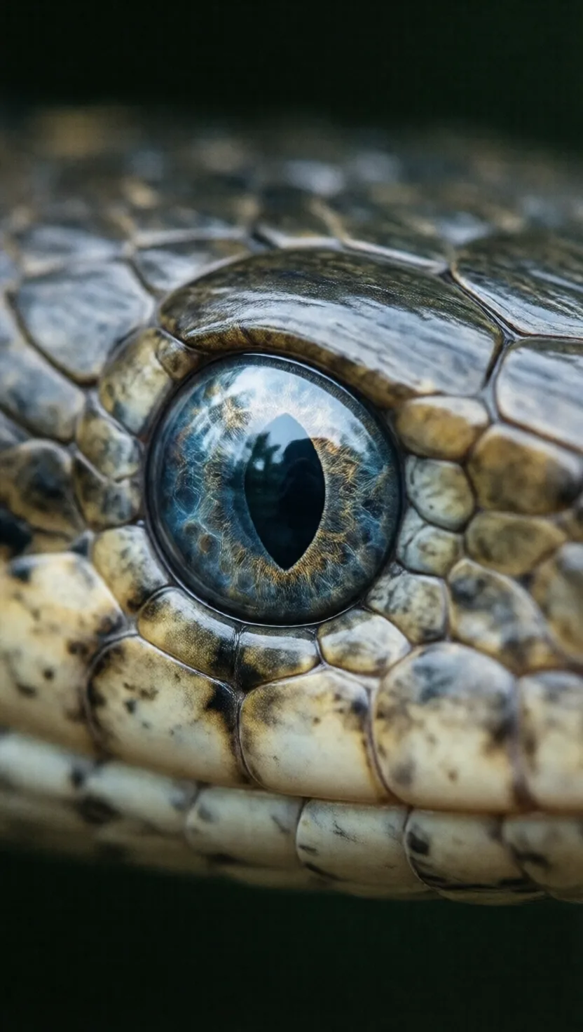A snake's eye is sealed under a clear scale it sheds