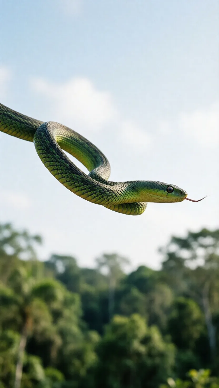 This snake flattens into a wing and glides 100 m