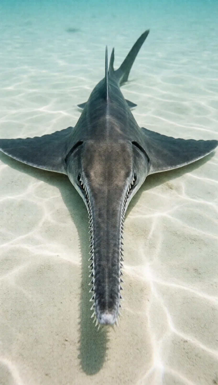 The sawfish swings its saw to slice fish in half