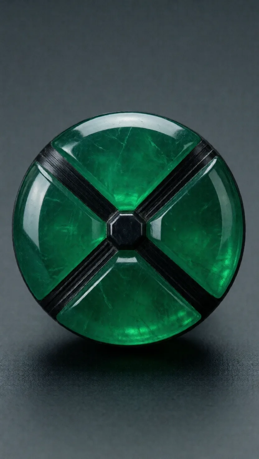 Eight things buried in a green beryl crystal. 8 cards.