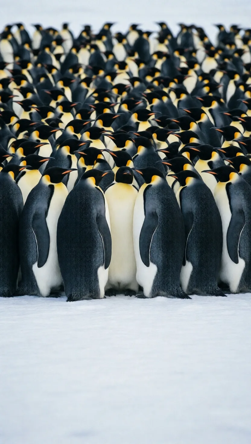 A penguin huddle moves in slow traveling waves