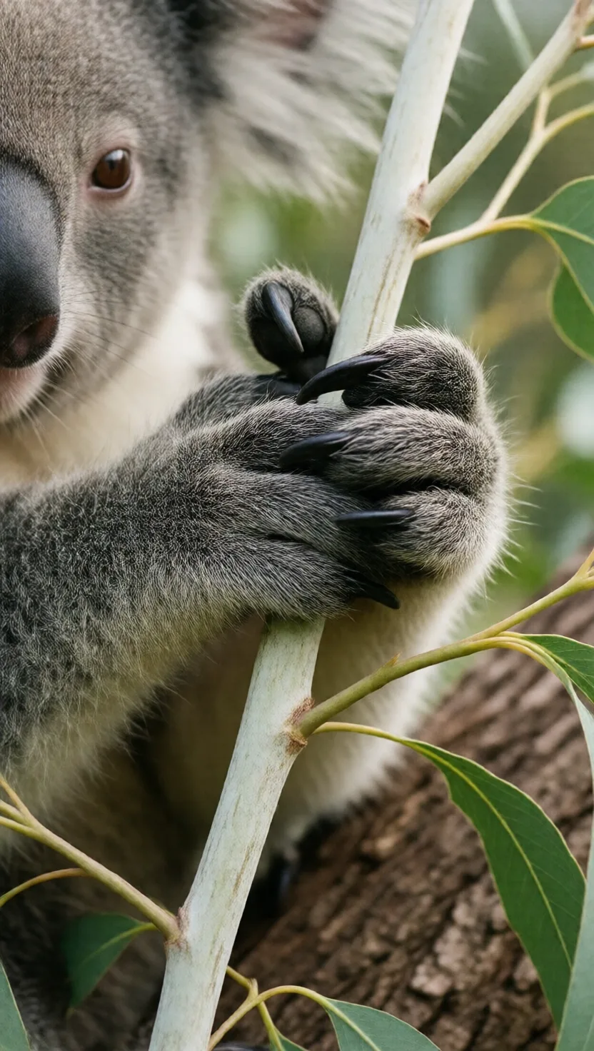 A koala grips with two thumbs on each hand
