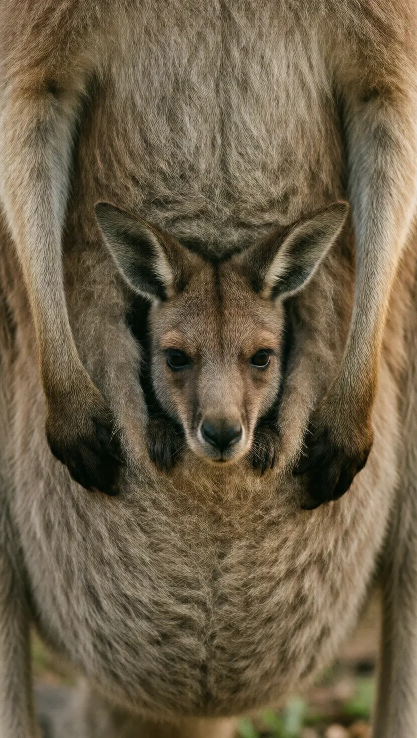 A newborn kangaroo is the size of a jellybean