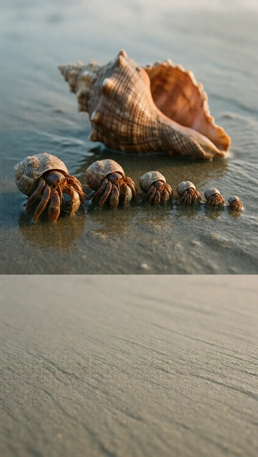Hermit crabs queue up to swap homes