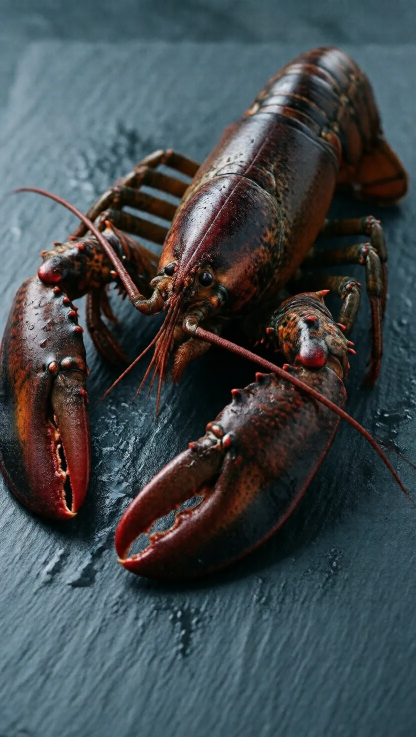 A lobster chews inside its stomach