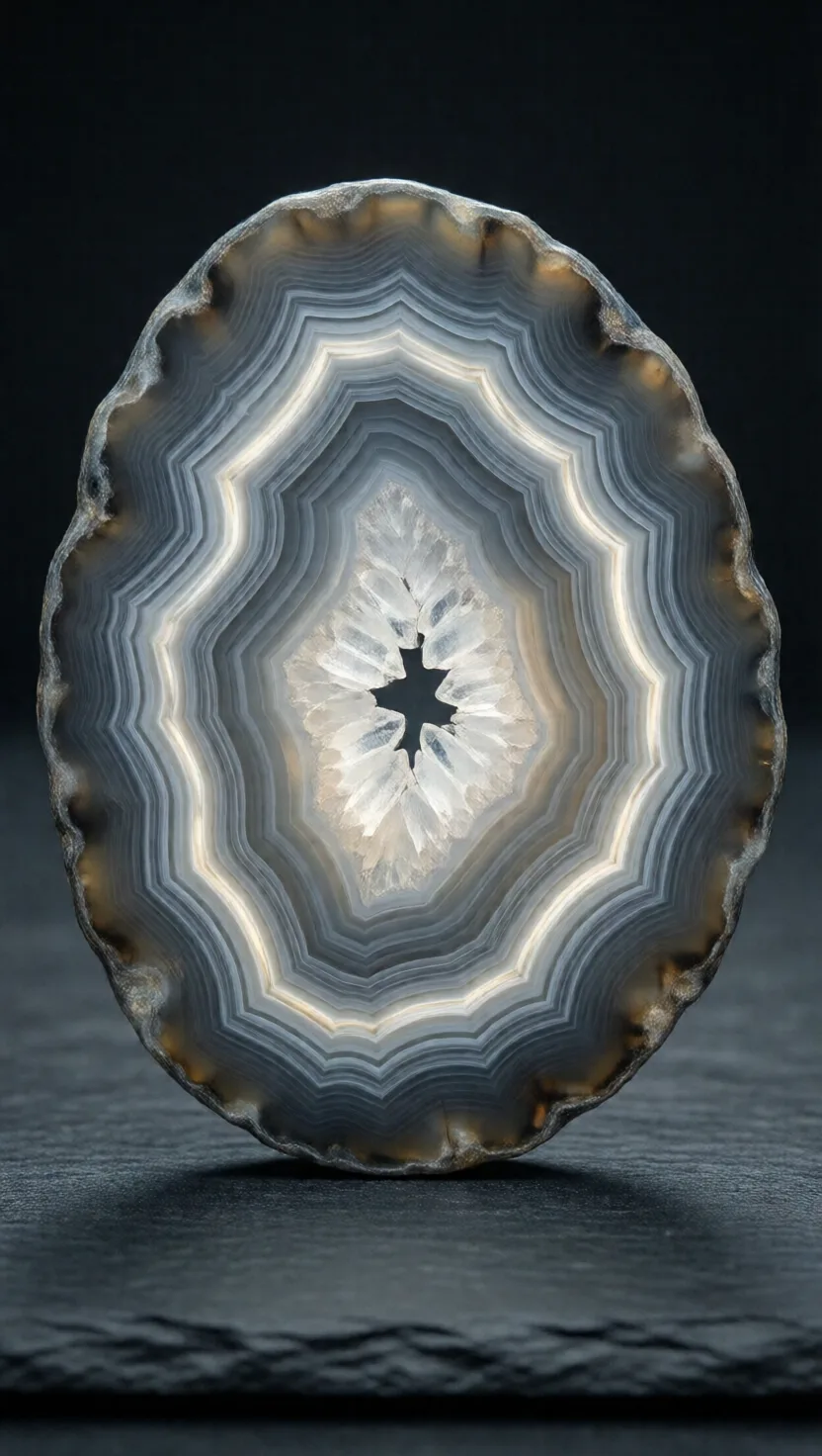 Eight things layered into agate and its kin. 8 cards.