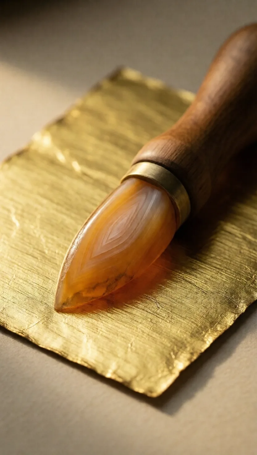 Gold leaf gets its shine from an agate tooth