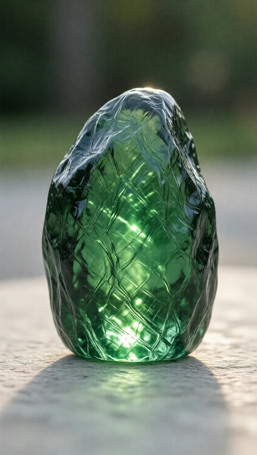 Green glass flung from a crater 250 miles away