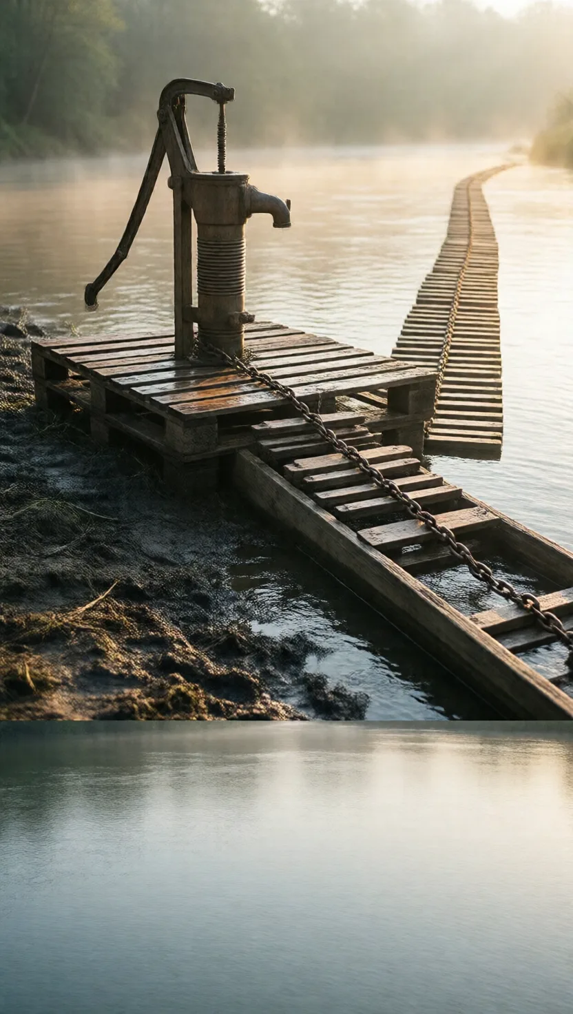 An endless chain of paddles once lifted the rivers