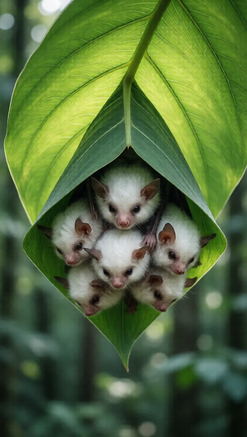 Tiny white bats build their own leaf tents