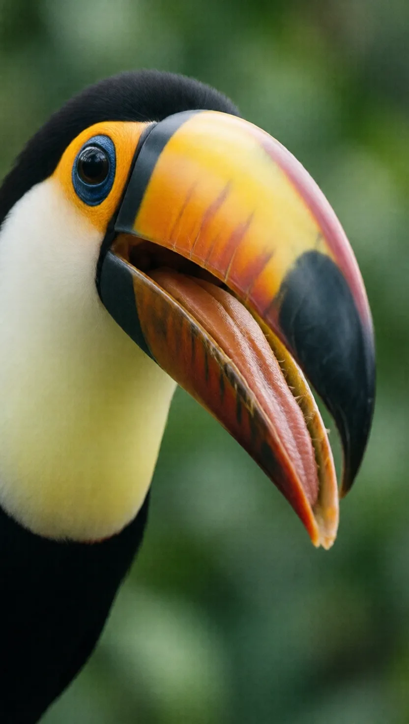 Behind the beak hides a frayed, feathery tongue