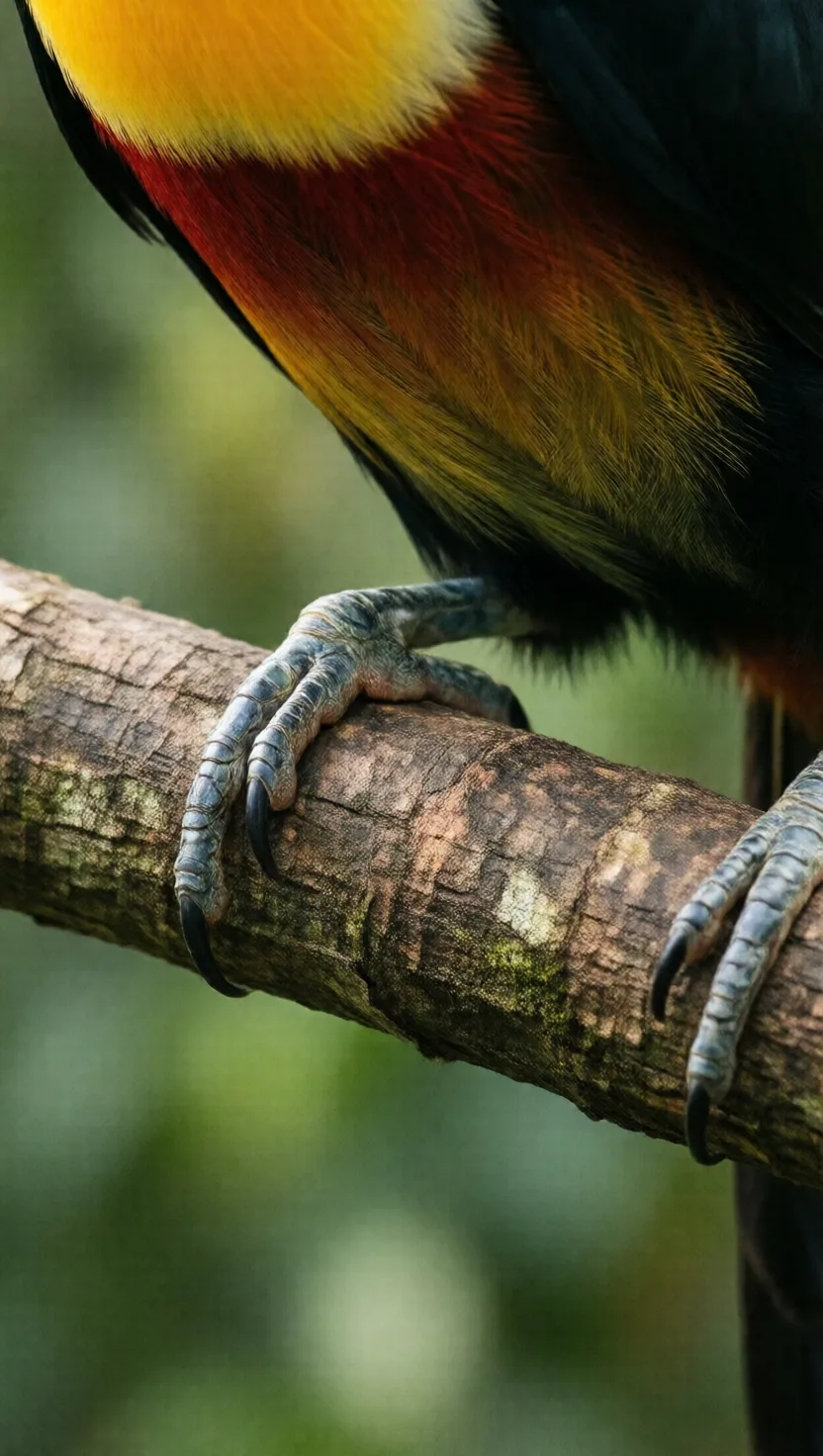 Two toes forward, two back — a built-in clamp