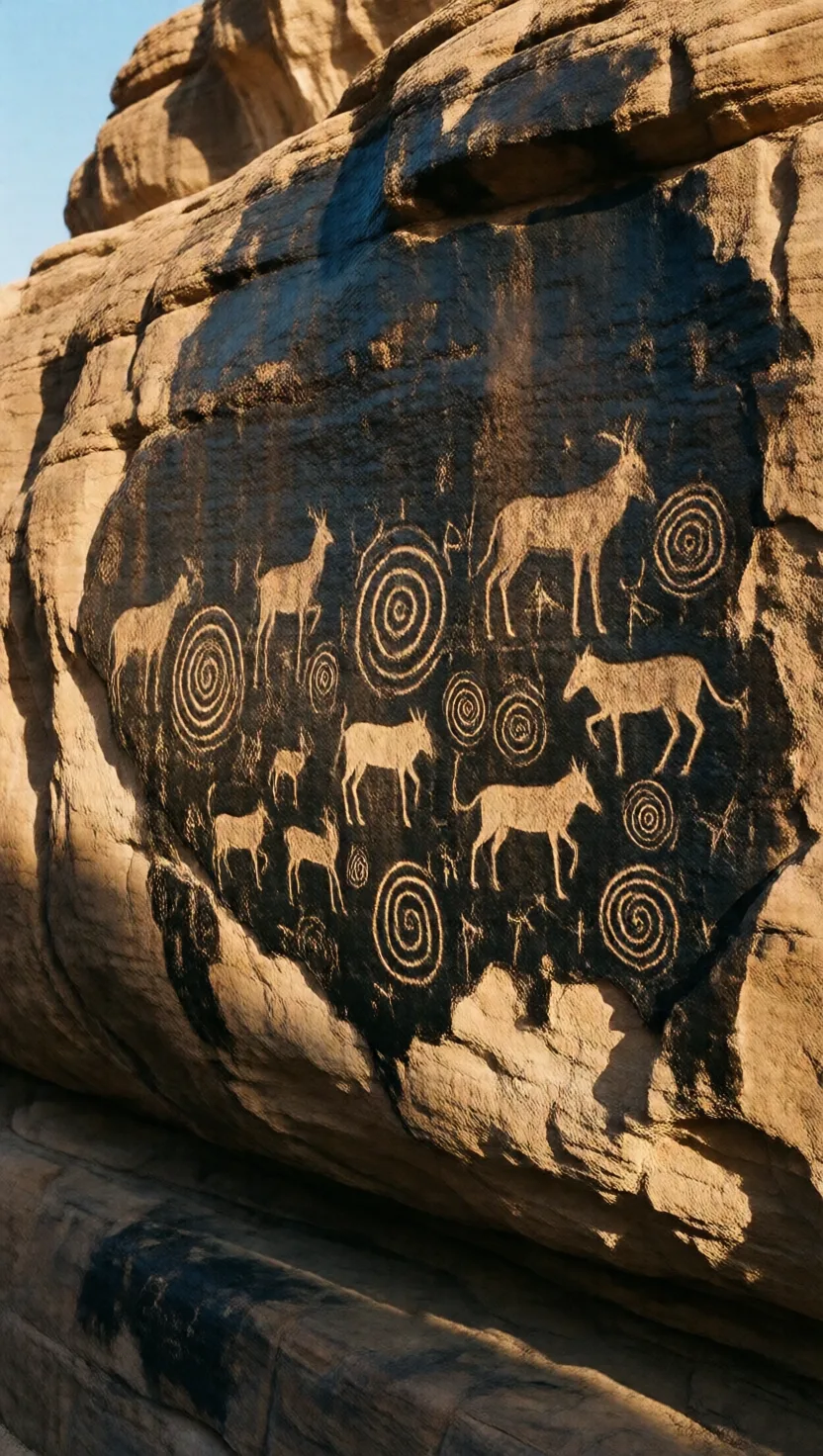Ancient carvings cut through a coat of microbes