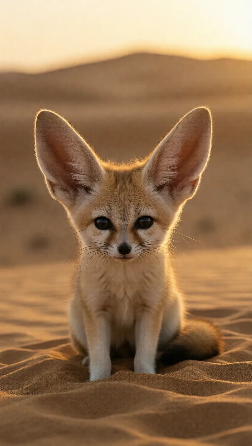 The smallest fox wears its radiator on its head