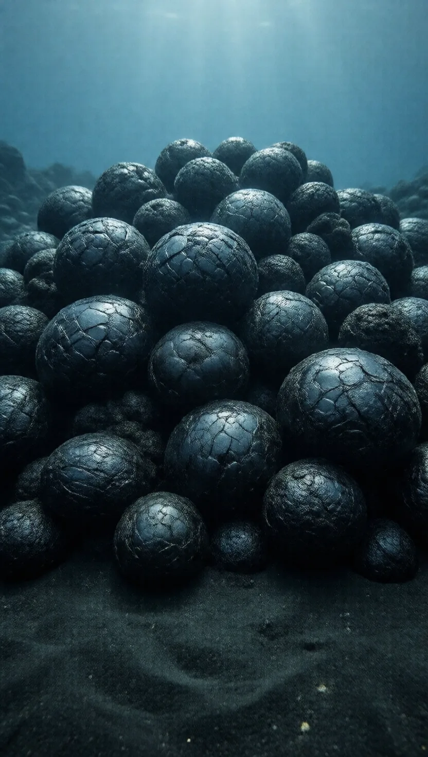 Underwater, lava sets into stacked pillows