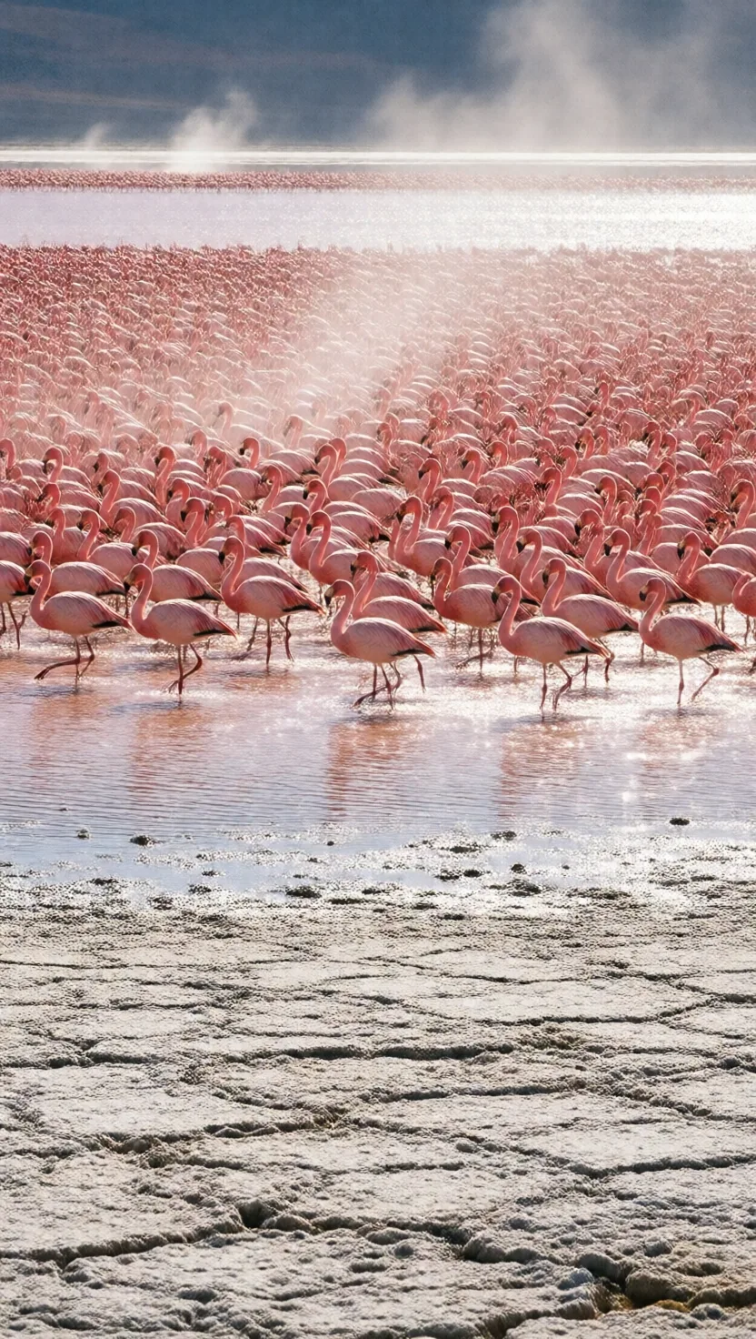 Flamingos thrive in water hot enough to scald