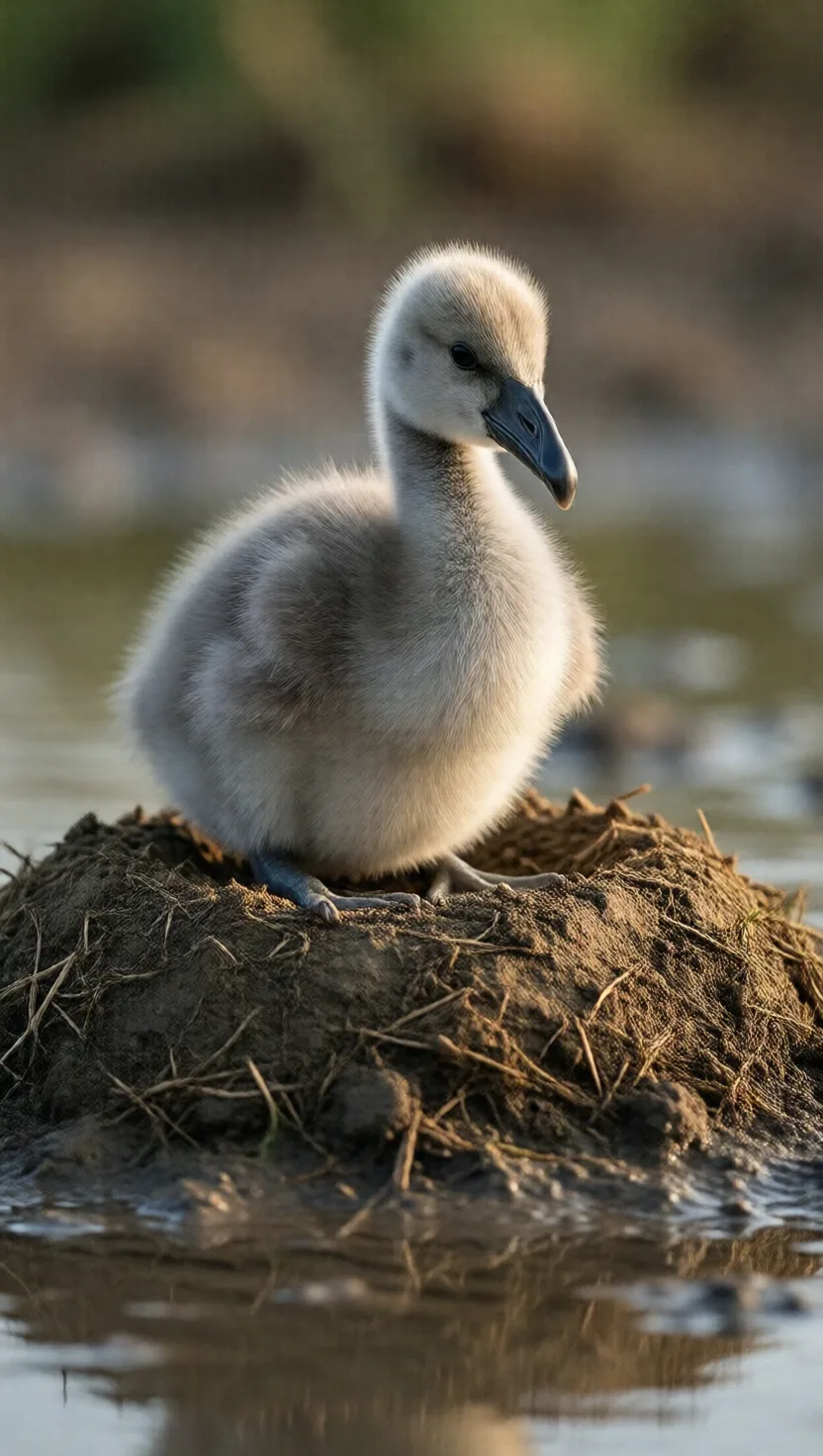 Flamingos hatch grey with a straight beak