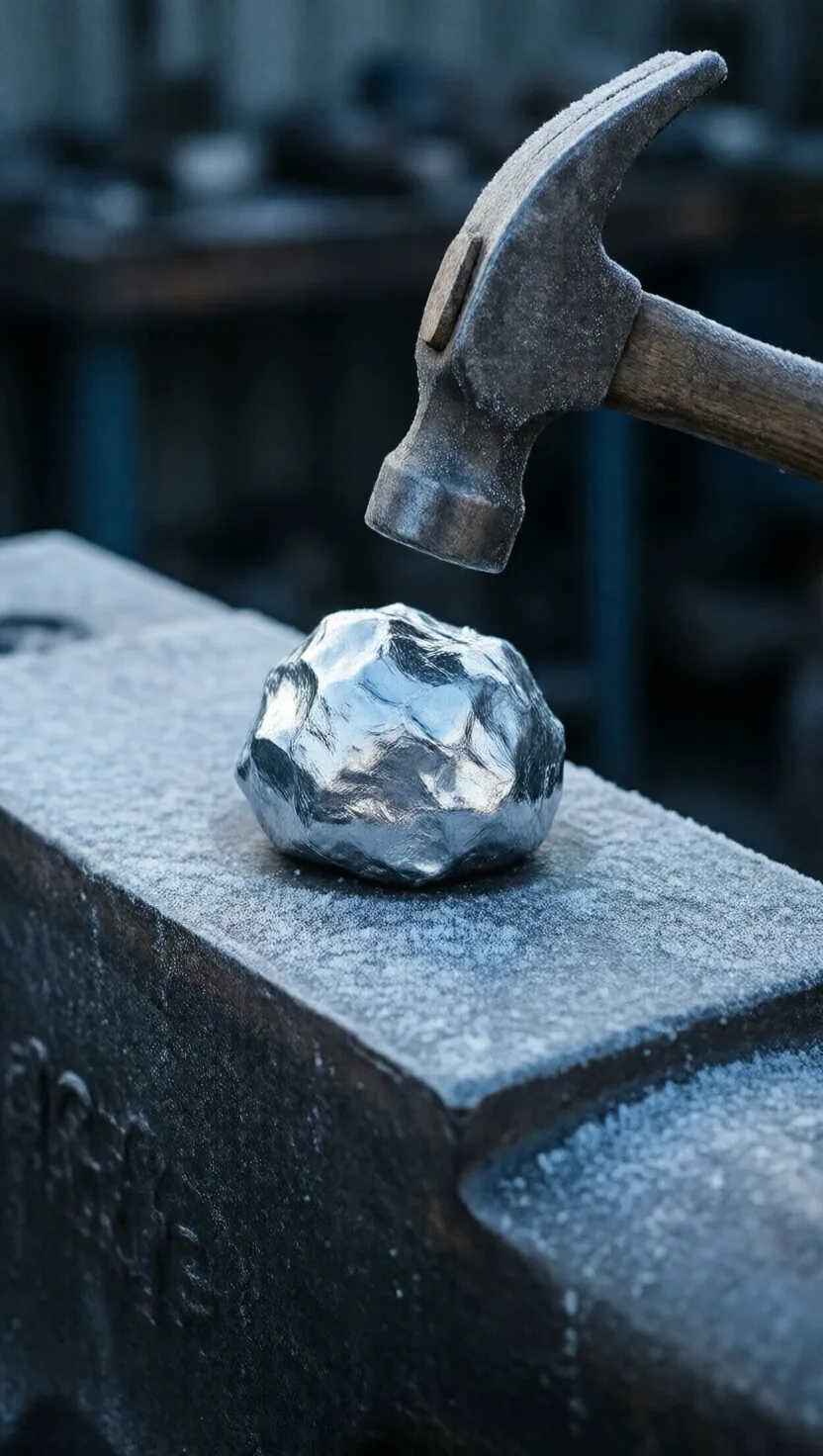 凍りつくと、水銀は釘のように打ち延ばせる