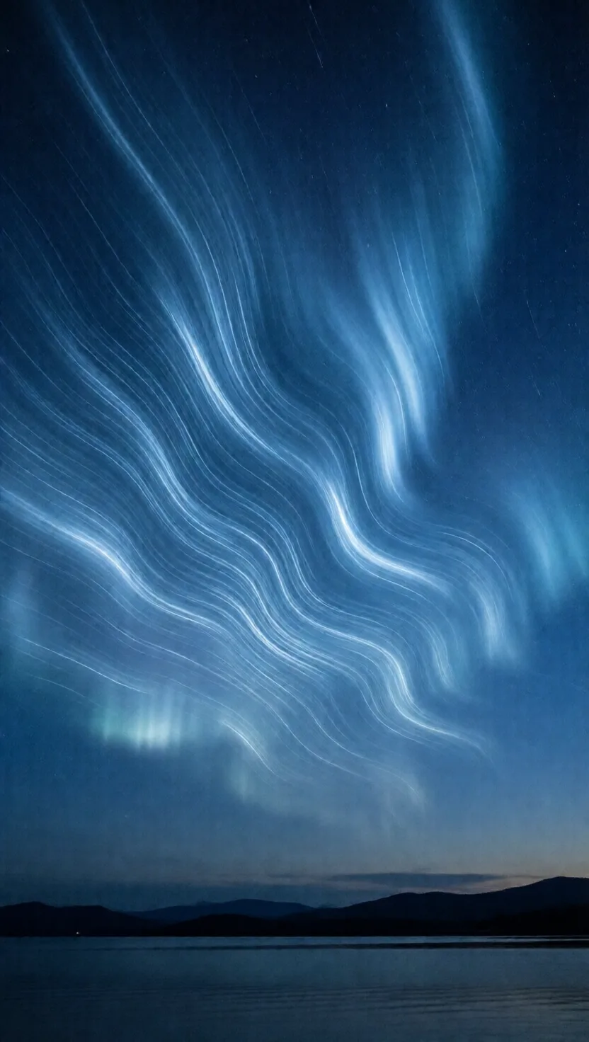 The highest clouds shine electric blue at night