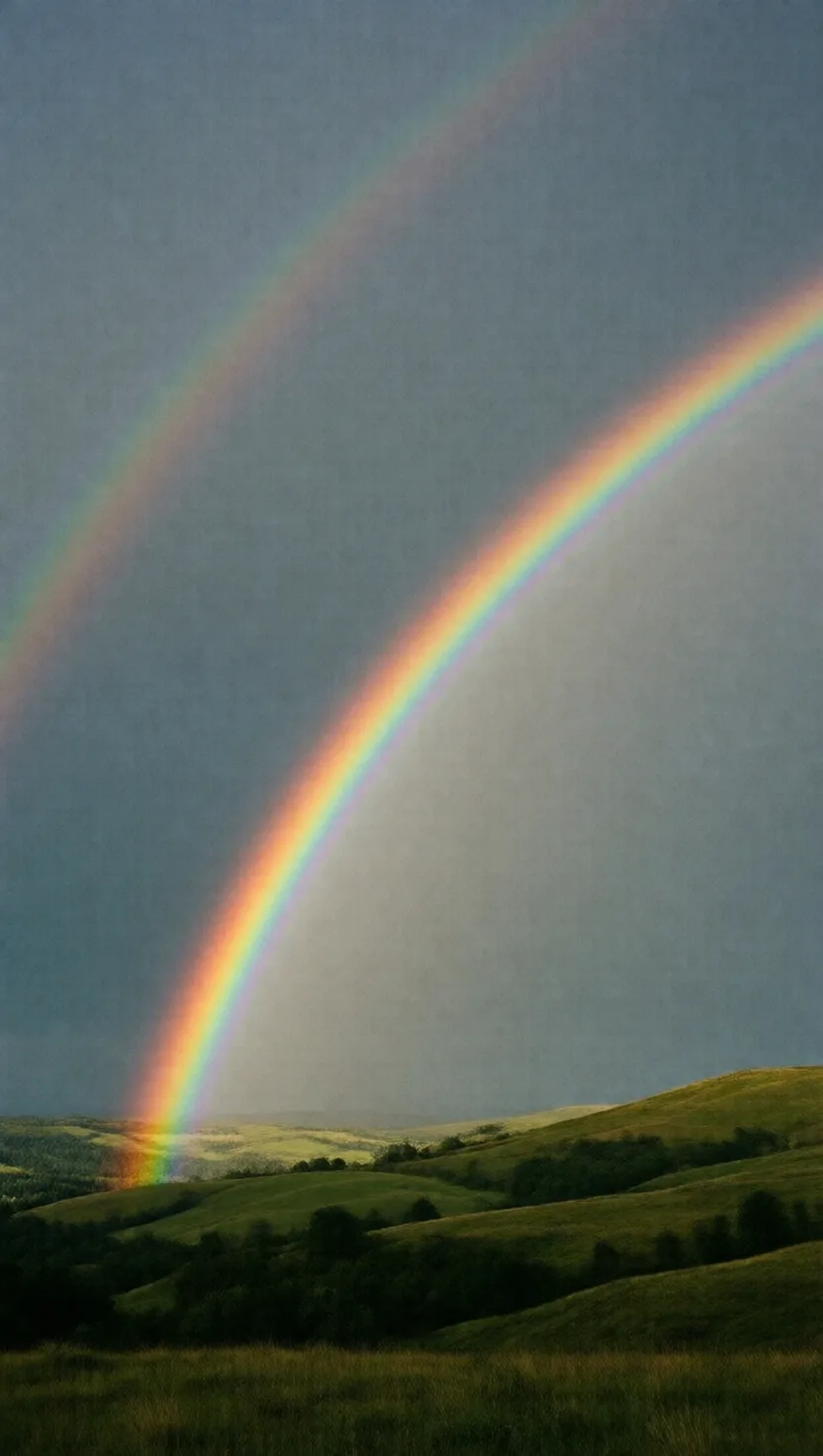 The dark sky between two rainbows