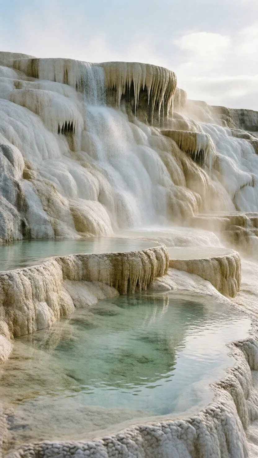 These chalk-white terraces grow a foot a year