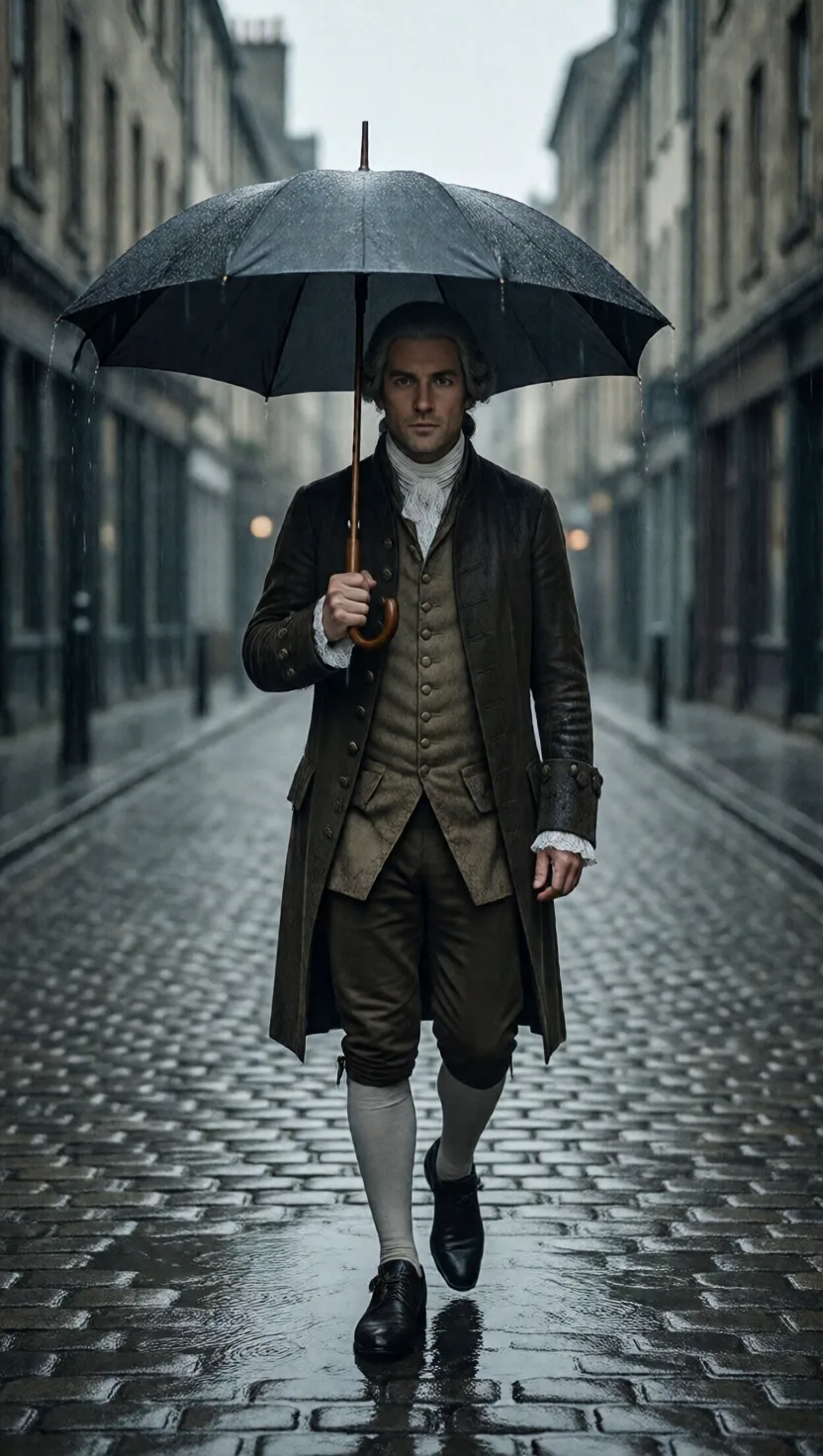 London's first umbrella man was pelted