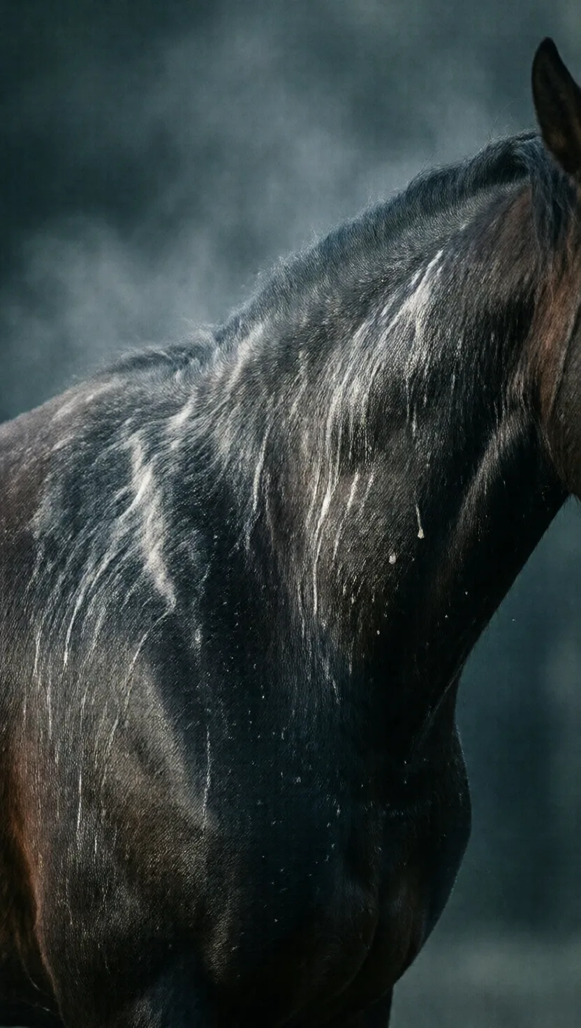 A horse sweats its own soap