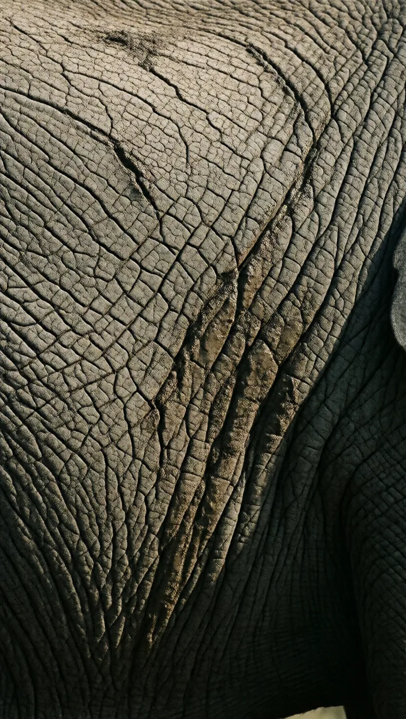 Elephant skin is a maze of cracks