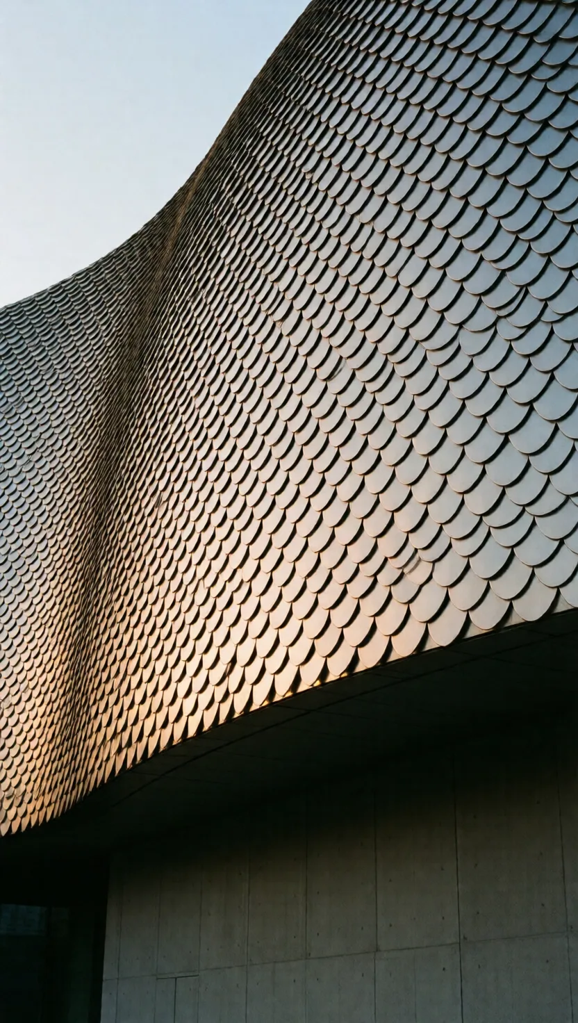 A building wears 33,000 fish-scale skins