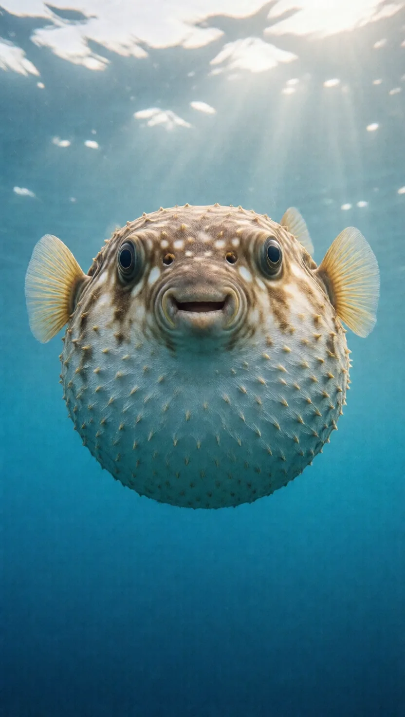 It puffs up by swallowing water, not air