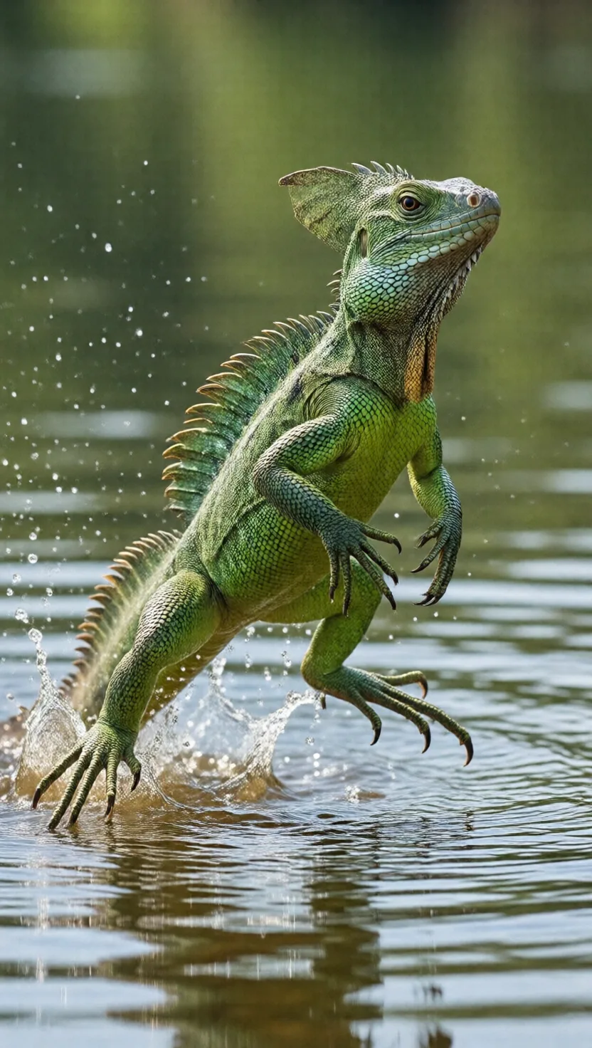 Este lagarto corre sobre la superficie del agua para escapar