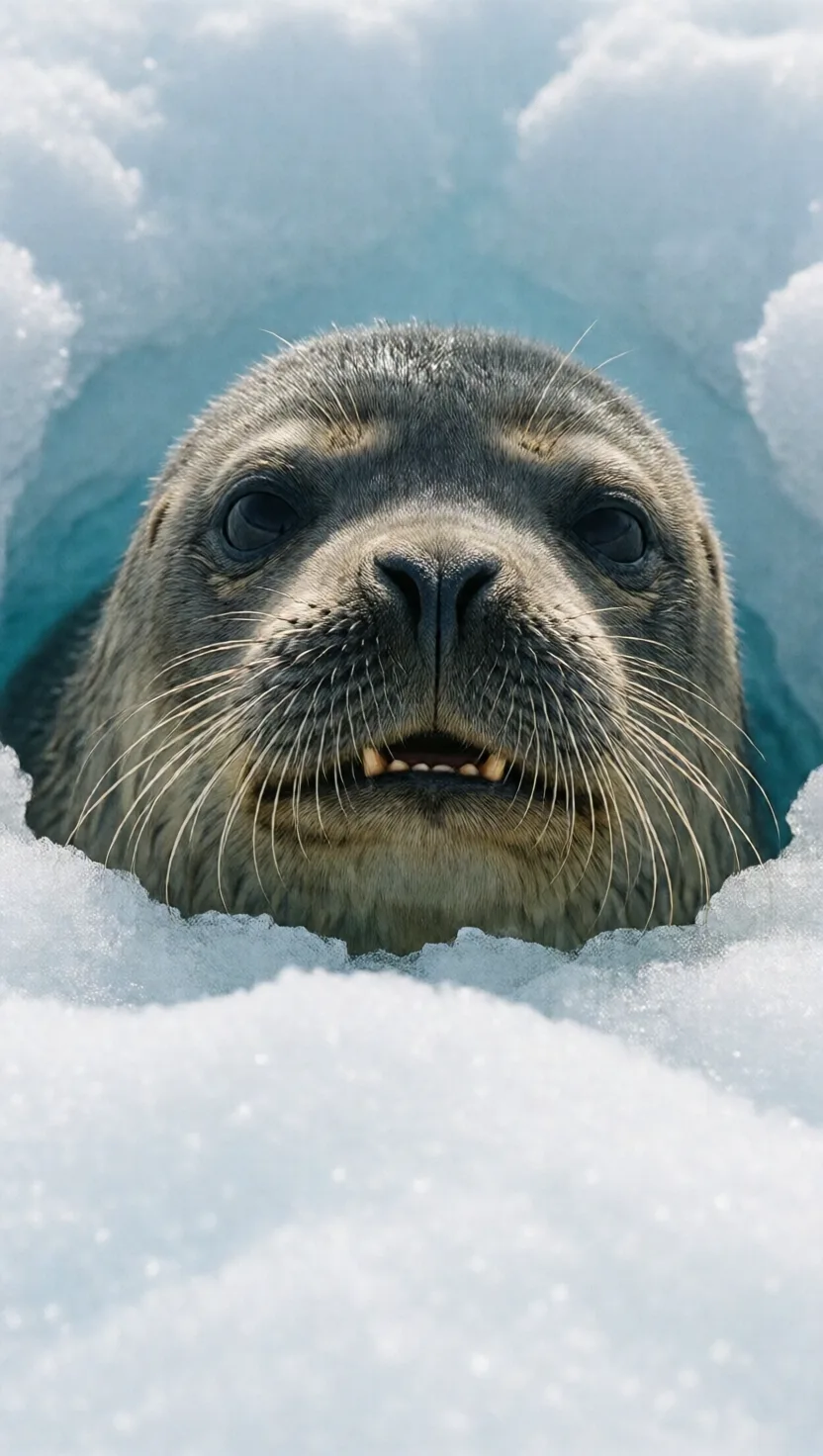 Abre sus propios respiraderos serrando el hielo con los dientes