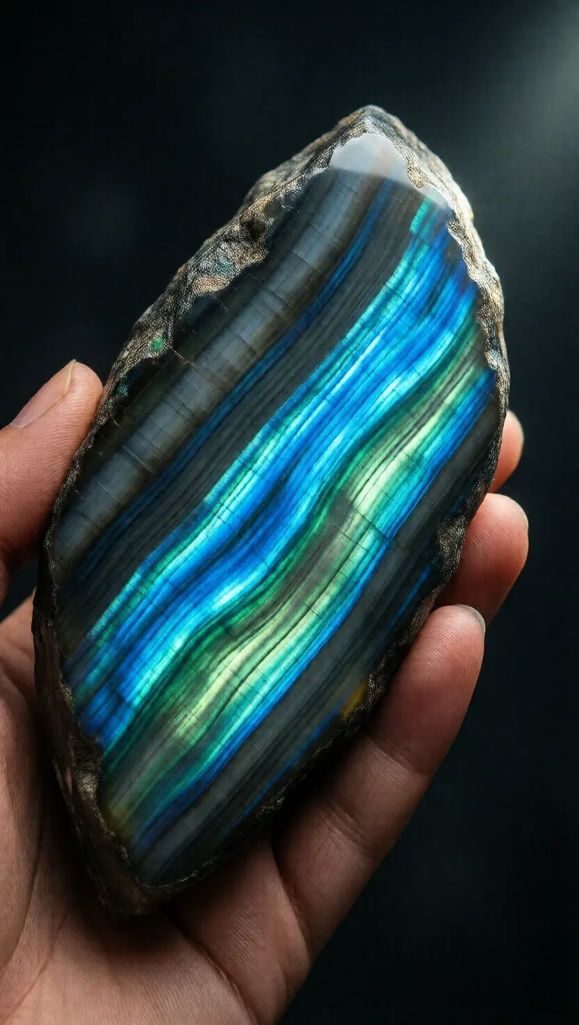 This grey rock flashes peacock colours when turned