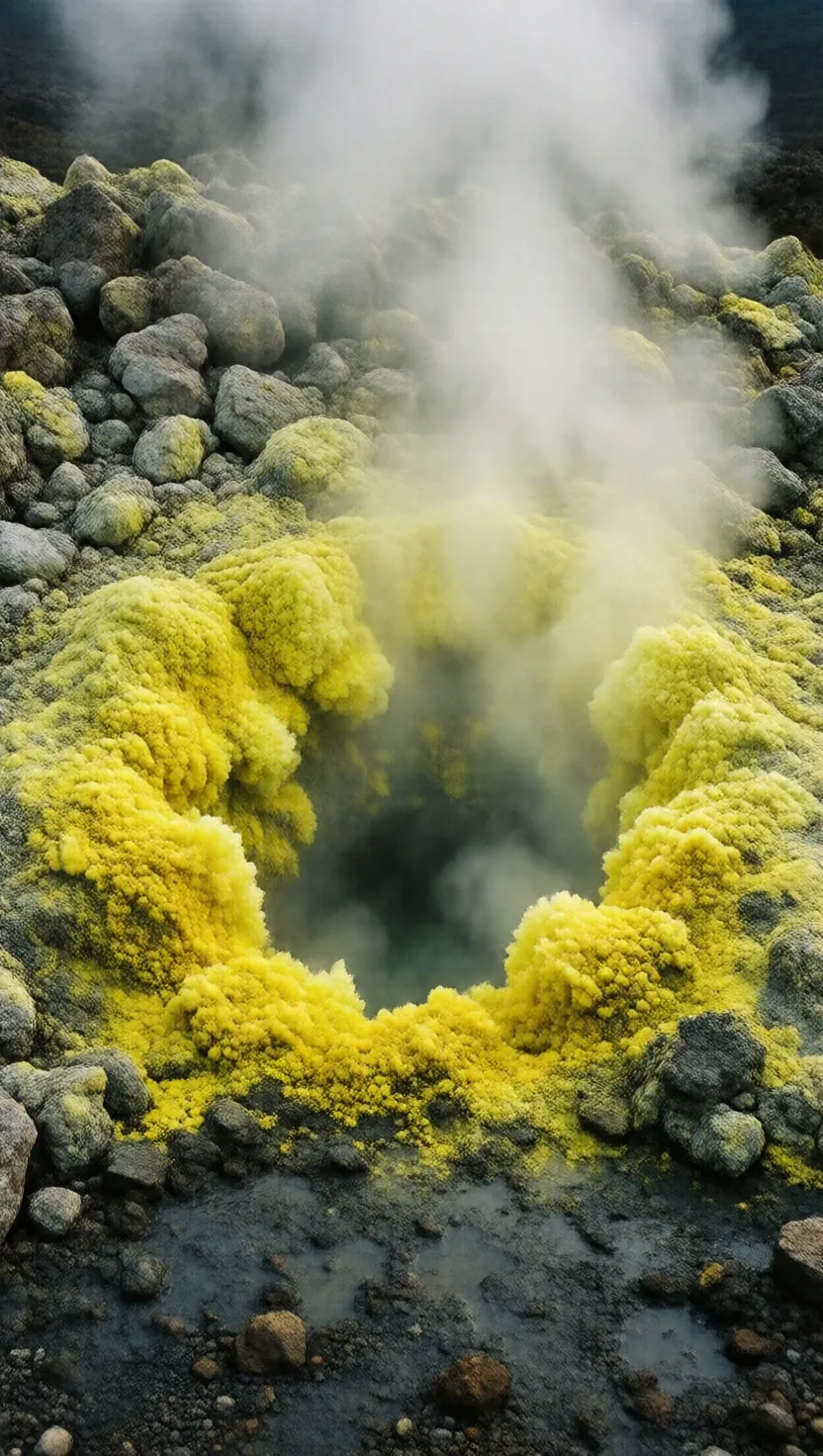Volcanic vents grow yellow sulfur straight from gas