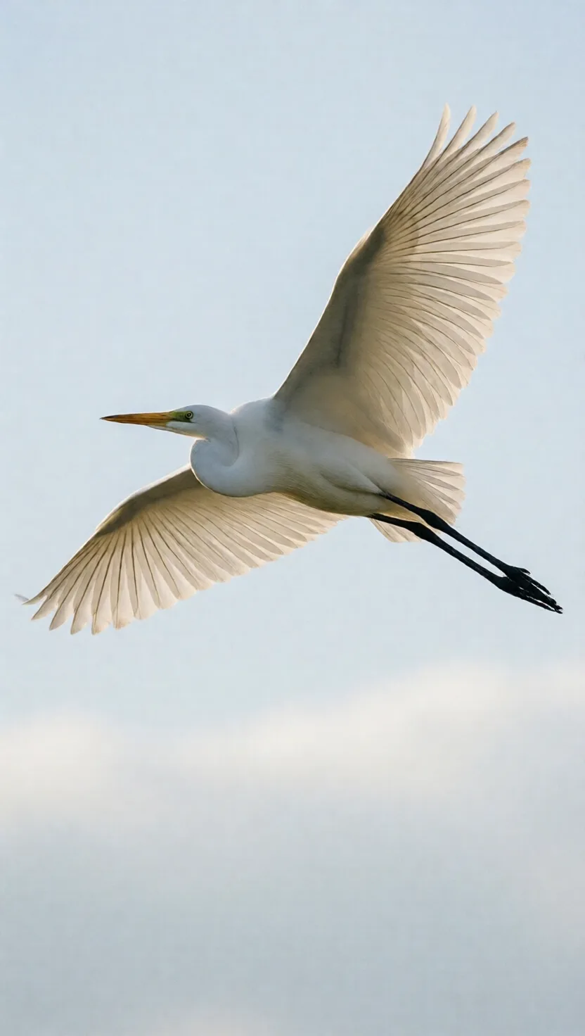A heron flies with its neck folded into an S