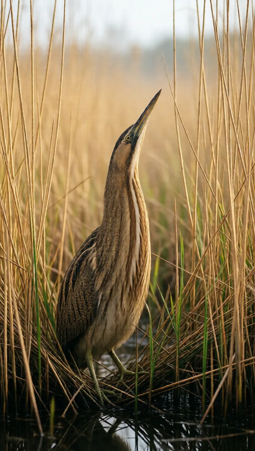 A hidden bittern booms like a foghorn across the marsh