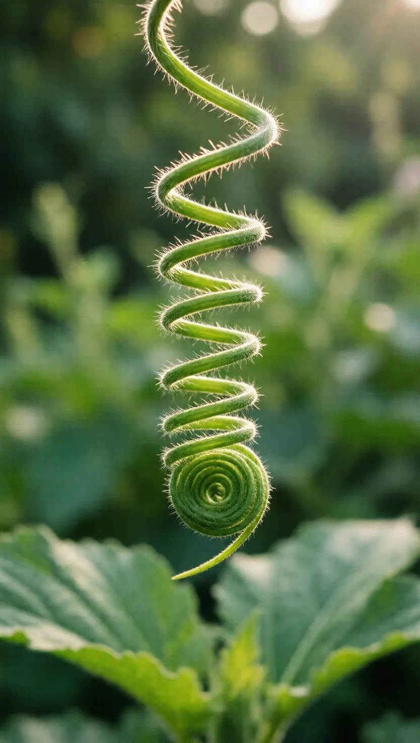 A pea tendril coils into a spring that reverses halfway