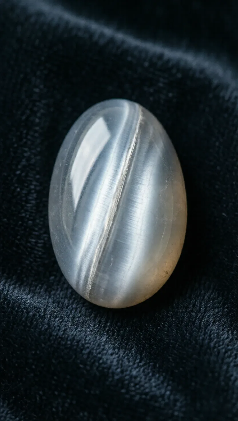 Satin spar throws a moving cat's-eye of pure fibres