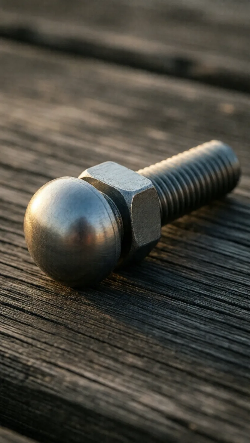 A carriage bolt's square neck bites in so it won't spin