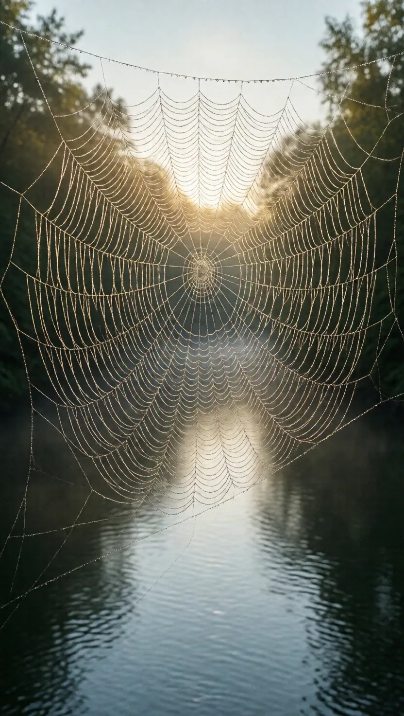 A single spider web can span a whole river