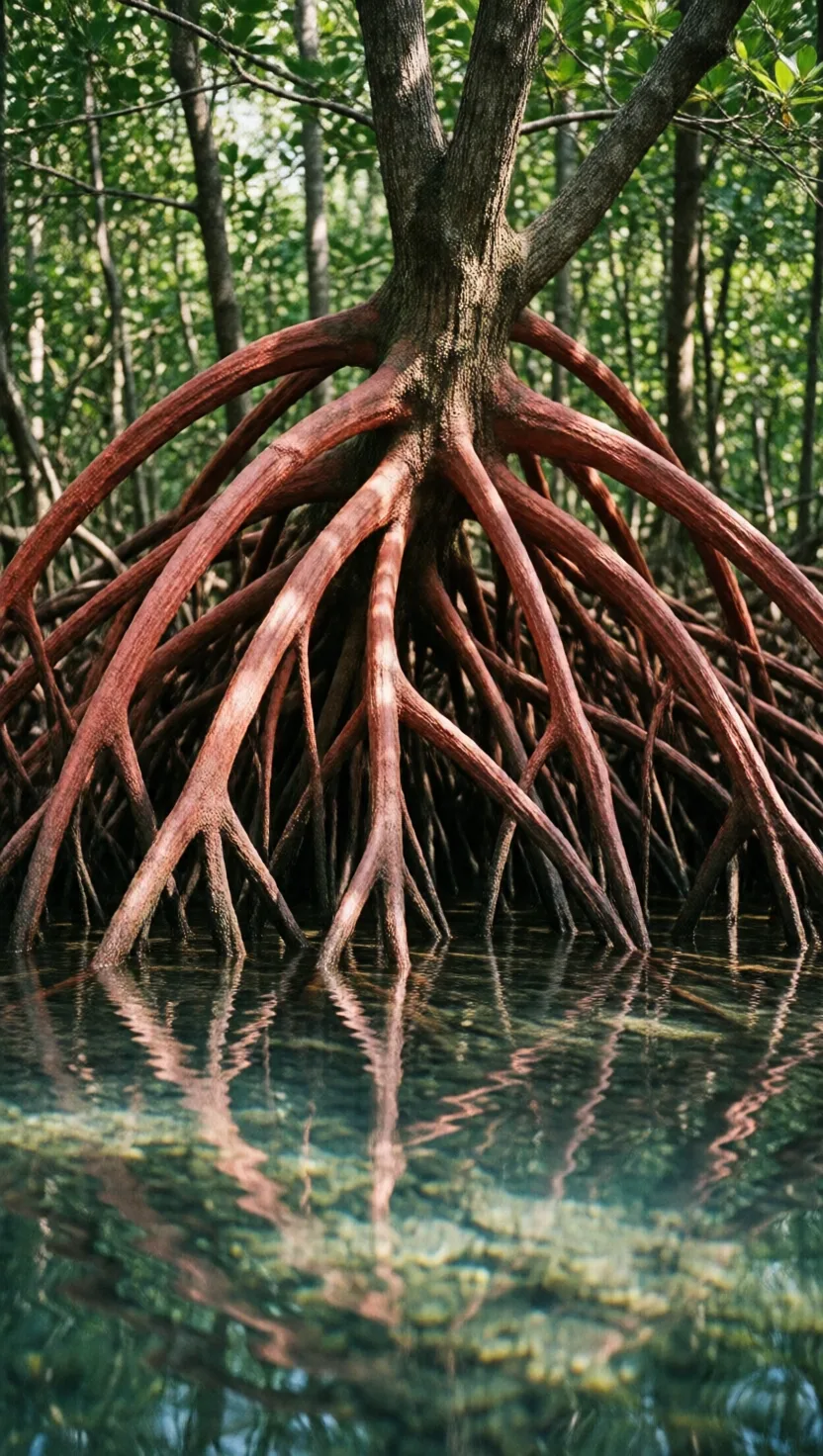 Red mangrove roots filter the salt out of seawater