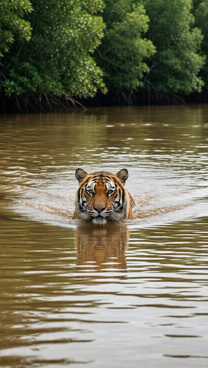 The largest mangrove forest has tigers that swim