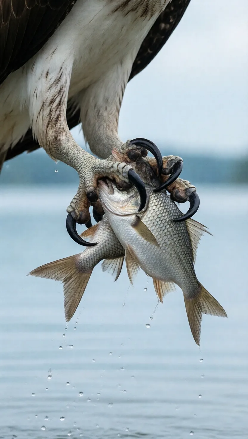 An osprey grips fish with spiny soles and a flip-back toe