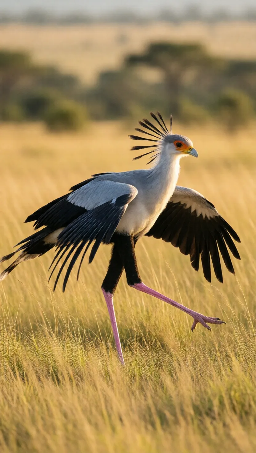 A secretary bird kills snakes with a 195-newton stomp